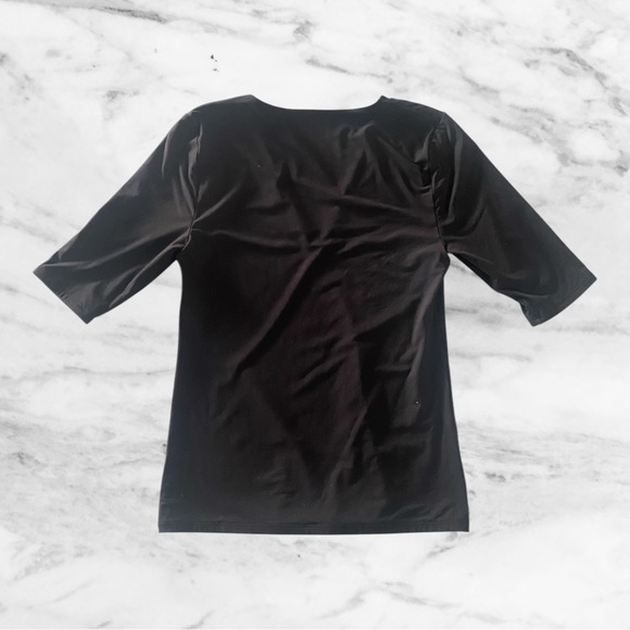 White House Black Market Women’s Black 3/4 Sleeve V-Neck Top Size M - Picture 3 of 10